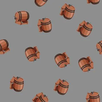 Seamless pattern alcohol barrel wine cartoon vector 스톡 일러스트