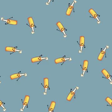 Seamless pattern alcohol beer bottle character cartoon vector イラスト素材