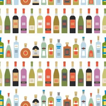 Seamless pattern with alcohol bottles Stock Illustration