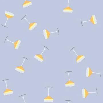 Seamless pattern alcohol cocktail glasses cartoon vector Stock Illustration