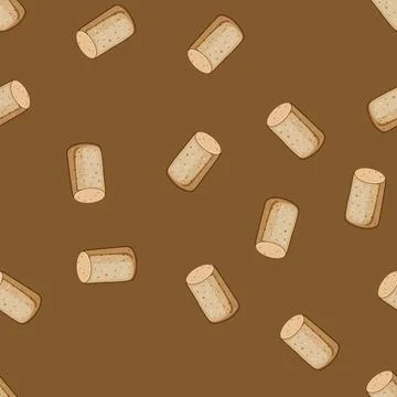 Seamless pattern alcohol wine cork bottle cartoon vector Stock Illustration