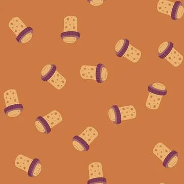 Seamless pattern alcohol wine cork bottle cartoon vector Illustrazione stock