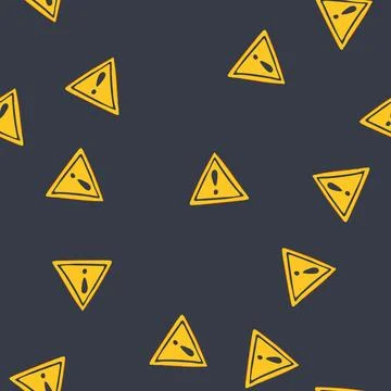 Seamless pattern alert yellow warning sign cartoon vector 库存插图