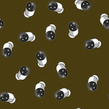 Seamless pattern algorithm facial recognition camera cartoon vector Illustrazione stock