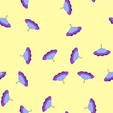 Seamless pattern alien ufo ship cartoon vector Illustrazione stock