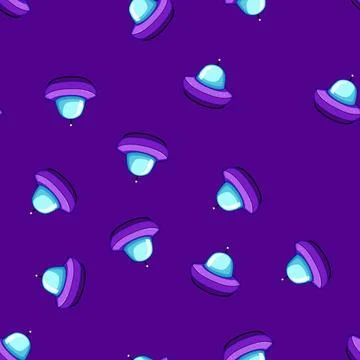 Seamless pattern alien ufo ship cartoon vector Illustrazione stock