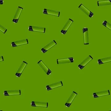 Seamless pattern alkaline battery energy cartoon vector Stock Illustration