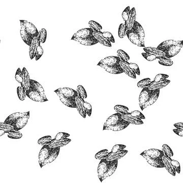 Seamless pattern almond nut food sketch hand drawn Stock Illustration