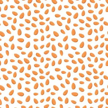 Seamless pattern with almonds. Cute print with nuts on a white background. Food Illustrazione stock