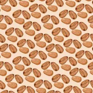 Seamless pattern with almonds. Stock Illustration