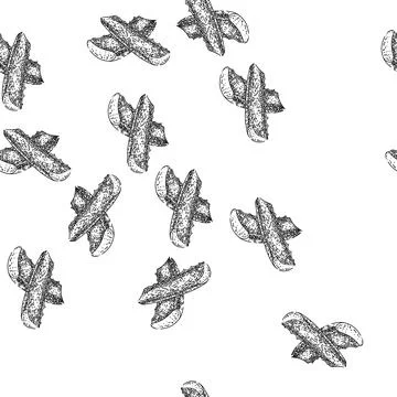 Seamless pattern aloe vera cosmetic sketch hand drawn Stock Illustration