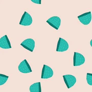 Seamless pattern alpaca winter hat knit cartoon vector Stock Illustration
