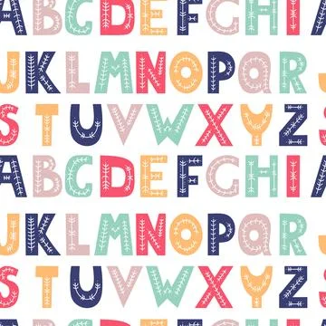 Seamless pattern alphabet. Decorative multi-colored bright letters with fol.. Stock Illustration