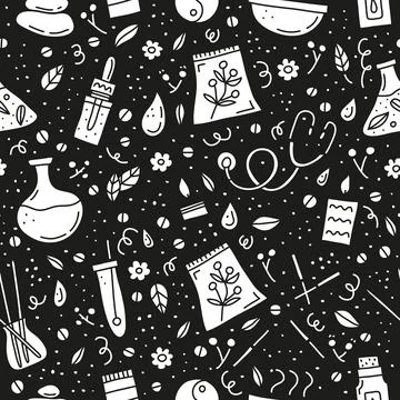 Seamless pattern with alternative medicine and ayurveda icons. Stock Illustration