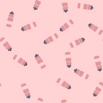 Seamless pattern aluminum reusable water bottle cartoon vector Stock Illustration