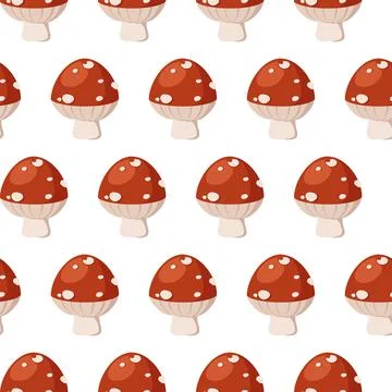 Seamless pattern with amanita on white background Stock Illustration