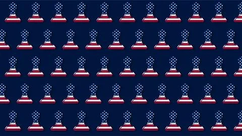Seamless pattern of American flag top hats on dark blue background for Cons.. Illustrazione stock