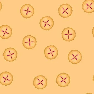 Seamless pattern american fruit pie vector top view Stock Illustration