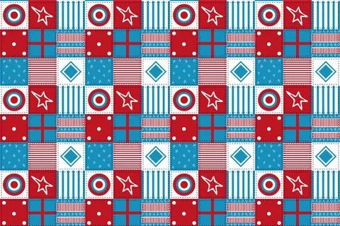 Seamless pattern American style in patchwork sewing Stock Illustration