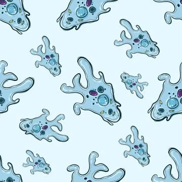 Seamless pattern with amoeba 库存插图