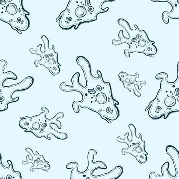 Seamless pattern with amoeba Illustrazione stock