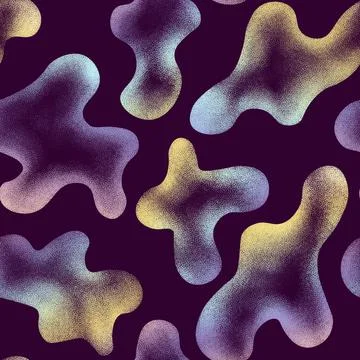 Seamless pattern amorphous spots with grainy texture gradient dark background Illustrazione stock