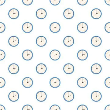 Seamless pattern with analog clocks showing time concept Stock Illustration