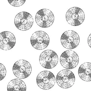 Seamless pattern analog vynil record sketch hand drawn Stock Illustration
