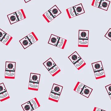Seamless pattern analog watt meter showing electrical power measurement conce Stock Illustration