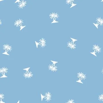 Seamless pattern with anchor and coconut palm tree island. Tropical wallpaper 스톡 일러스트