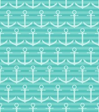 Seamless pattern with anchor on blue striped background. Seamless pattern ... Stock Photos