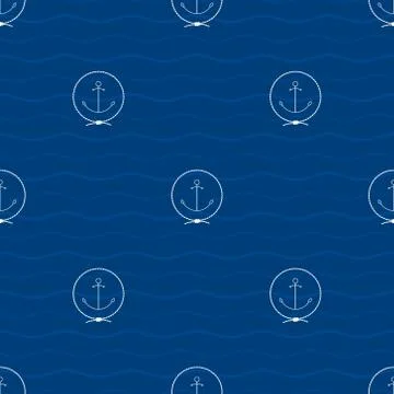 Seamless Pattern with Anchor Stock Illustration