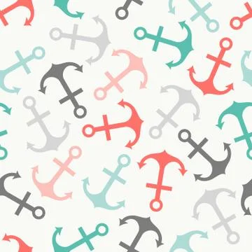 Seamless pattern of anchor shape and line Stock Illustration