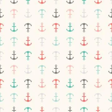 Seamless  pattern of anchor shapes. Endless texture Stock Illustration