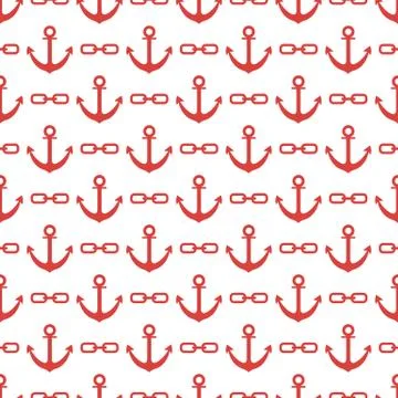Seamless pattern with anchors and chains Stock Illustration