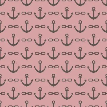 Seamless pattern with anchors and chains Stock Illustration