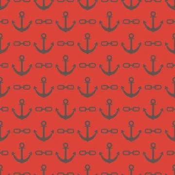 Seamless pattern with anchors and chains Stock Illustration