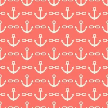 Seamless pattern with anchors and chains Stock Illustration