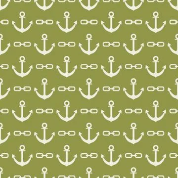 Seamless pattern with anchors and chains Stock Illustration