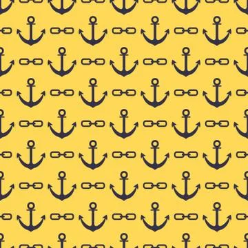 Seamless pattern with anchors and chains Stock Illustration