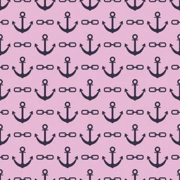 Seamless pattern with anchors and chains Stock Illustration
