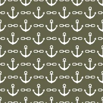 Seamless pattern with anchors and chains Stock Illustration