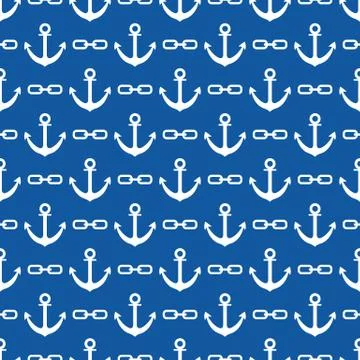 Seamless pattern with anchors and chains Stock Illustration