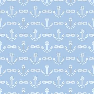 Seamless pattern with anchors and chains Stock Illustration