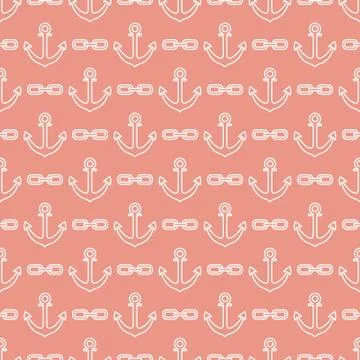 Seamless pattern with anchors and chains Stock Illustration