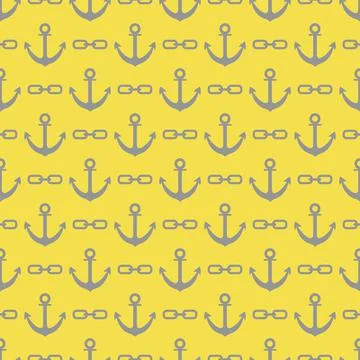 Seamless pattern with anchors and chains Stock Illustration