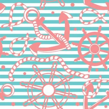 Seamless pattern with  anchors Stock Illustration