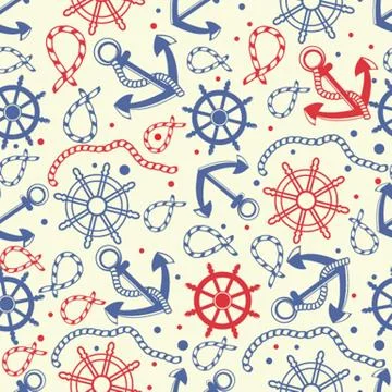 Seamless pattern with  anchors Stock Illustration