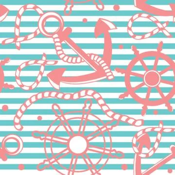 Seamless pattern with  anchors Illustrazione stock