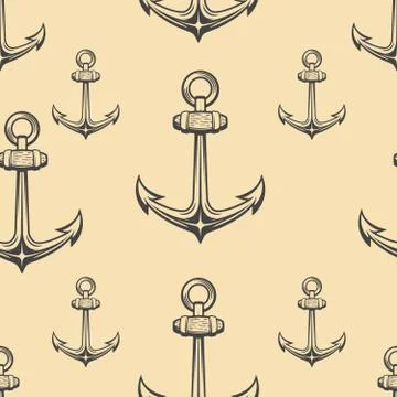 Seamless pattern with anchors illustrations. Design element for poster, card, Stock Illustration